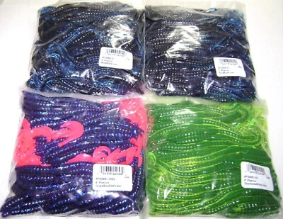 400 MISTER TWISTER 6 INCH PHENOM WORM LURES GRAPE FIRETAIL CHARTREUSE BLUE BLACK