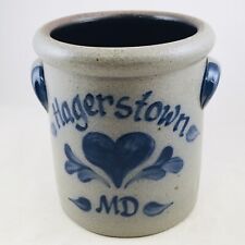 Rowe Pottery Works Hagerstown MD 5.25 Salt Glazed Crock Heart 1999 Cambridge WI