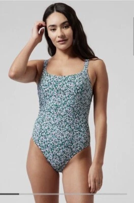 Athleta Womens XS Hermosa Ditsy Floral One Piece Swimsuit Green Purple Lined - Image 1 of 4