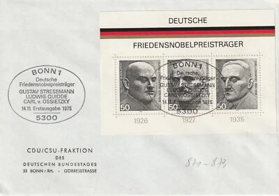 1975 Germany FDC cover German Nobel Peace Prize Laureate - Image 1 of 2