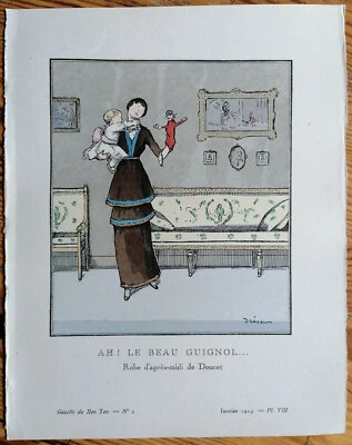 Art Deco Gazette de Bon Ton Pochoir Le beau guignol von Drian - 1920 - Bild 1 von 2