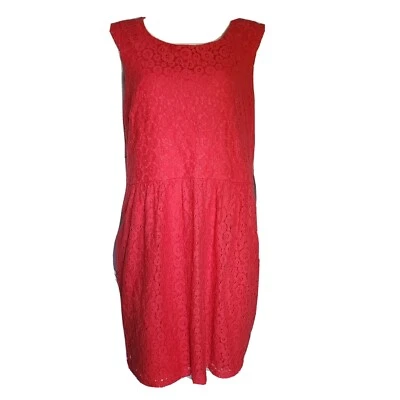 TIANA B. Vestido liso todo rosa con encaje superpuesto sin mangas con cremallera trasera para mujer talla 18 Foto 1 de 4