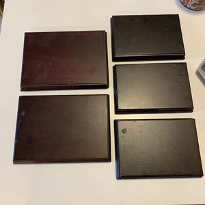 Lot of 5 Wood Rectangle Figurine Sculpture Display Base Stand 2 Sizes - Picture 1 of 6