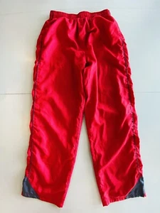 Vintage 80s STARTER WARM UP PANTS RED YOUTH Sz XL 14/16 Windbreaker Lined Pocket - Picture 1 of 8