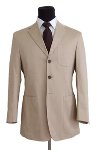 Carroll&Co three button dual vent patch pocket tan cotton sport coat Jacket~40R - Picture 1 of 10
