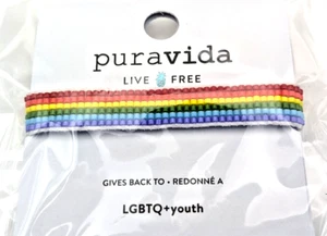 PURA VIDA BRACELET NWT LGBTQ+YOUTH RAINBOW BEADED BEACH SURF JEWELRY FRIENDSHIP - Picture 1 of 2