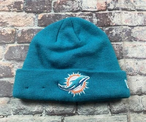 Miami Dolphins Beanie One Size Teal New Era Stitched Hat NFL Outdoor Mens - Picture 1 of 7