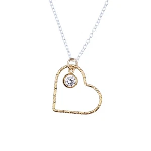 NATURAL WHITE TOPAZ APRIL BIRTH 925 SILVER HEART SHAPE WOMEN PENDANT NECKLACE - Picture 1 of 4