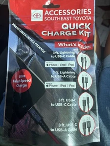 OEM Toyota Quick Charge Kit Gen8 Cables For iPhone iPad iPod 00016-00527 - Photo 1 sur 4