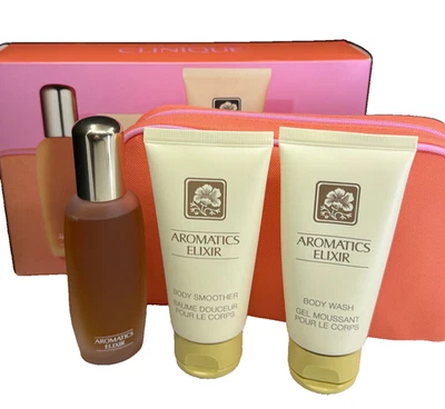 Clinique ароматики эликсир 3 изделия комплект (духи + тела мыть + гладить) новый в коробке - Изображение 1 из 4