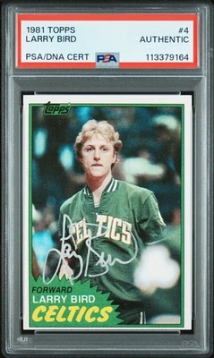 Tarjeta de novato 1981 Topps Larry Bird firmada #4 RC Boston Celtics PSA autografiada Foto 1 de 2