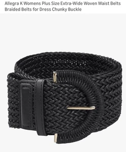"Cinturón negro redondo tejido trenzado de 3"" de ancho para mujer talla grande extra grande 40"" de largo" - Imagen 1 de 4