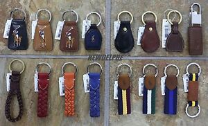 NWT Polo Ralph Lauren Men Women Pony Leather Key Chain, Key Ring, Key Fob 