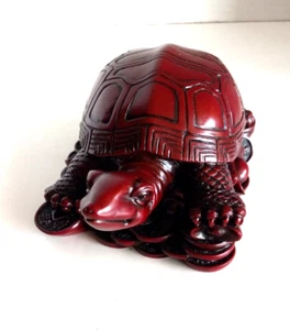 VINTAGE CHINESISCHE GESCHNITZTE ZINNOBER ROTE SCHILDKRÖTE - Bild 1 von 5
