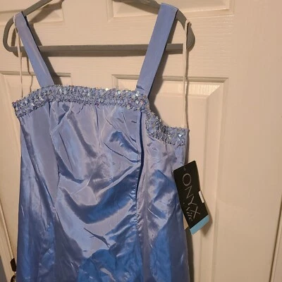 NWT-Onyx Nite Lt Blue Pearl Dress w/Sash - Prom, Special Event Dress - Size 16 - Image 1 of 4