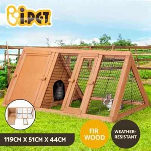 i.Pet Rabbit Hutch Chicken Coop Large Run Wooden Pet Cage Houses Outdoor Coops - Picture 1 of 8