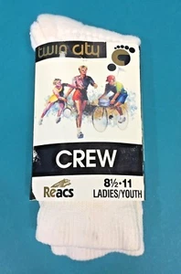 Vintage Twin City Knitting TCK Reacs Crew Socks White 8.5 Ladies 11 Youth NIP - Picture 1 of 4