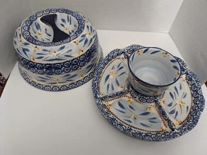 Vintage Temptations By Tara Old World Chip And Dip Bowl With Dome Lid - Picture 1 of 10