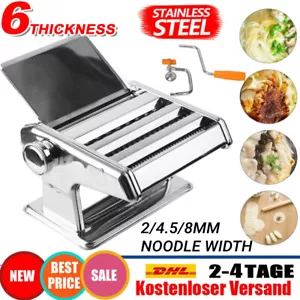 Nudelmaschine Manuell aus Edelstahl Pasta Maker 3-in-1 Pastamaker Pastamaschine - Bild 1 von 13