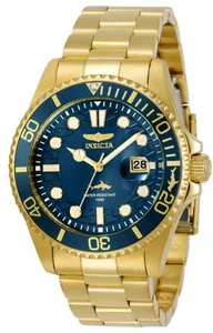 NUOVO!!! Orologio Invicta Da Uomo 43MM Pro Diver Quarzo 3 Mani Quadrante Blu Tono Oro - Foto 1 di 4
