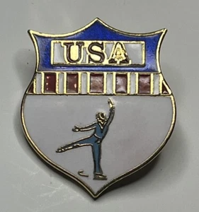 Pin Olímpico de Patinaje Artístico ~ Para Hombre ~ EE. UU. ~ Escudo ~ 1984 ~ Diseños de Magarita - Imagen 1 de 7