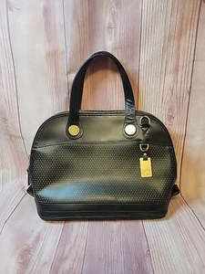 Vintage Dooney Bourke Handtasche schwarz Leder Cabrio groß Umhängetasche perforiert - Bild 1 von 17