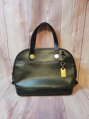 Vintage Dooney Bourke Handbag Black Leather Cabriolet Large Satchel Perforated  - Image 1 of 4