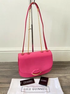 LULU GUINNESS ISABELLA BAG PEONY PINK LEATHER RETAIL £395 BNWT - Picture 1 of 12