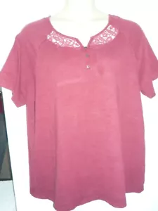 Camiseta Top Catherines Talla 1X Escote Redondo Mangas Cortas con Inserto de Encaje - Imagen 1 de 4