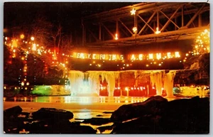 Vtg Ludlow Falls Ohio OH Annual Christmas Lighting Night View Postcard - Picture 1 of 2