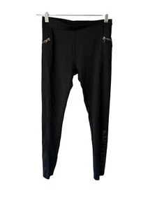 Converse All Star Girls Black Leggings Size 10/12, Zipper Pockets - Picture 1 of 9
