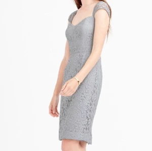 NEW J.Crew Tinsley Dress Leavers Lace Sz 6 Gray Bridesmaid Mother Of Bride $275 - Picture 1 of 6