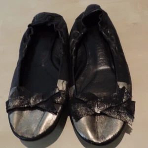 Pedro Garcia Ballerinas schwarz gold Leder Schleife vorne Stretch Fit, Größe 37 - Bild 1 von 10