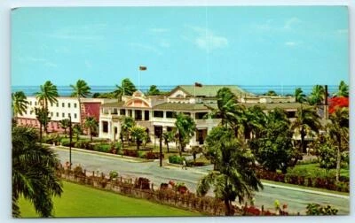 SUVA CITY, FIJI ~ Roadside GRAND PACIFIC HOTEL ca 1960s-70s Postcard - Image 1 of 2