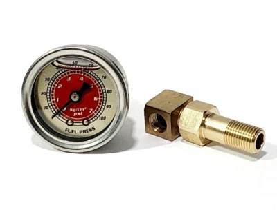 FUEL PRESSURE LIQUID FILLED GAUGE KIT RED AND BANJO BOLT FITTING FOR HONDA CIVIC - Image 1 of 4