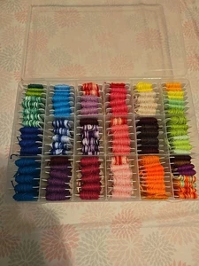 Embroidery Cross Stitch Thread Floss Solid Varigated Lot 115  Plastic Container - Picture 1 of 13