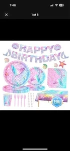 130 Mermaid Birthday Plates and Napkins Party Supplies Birthday Party Decor - Picture 1 of 2