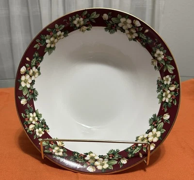 "Cuenco de verduras redondo SplendorRed BySAKURA 9,25"" flores blancas acecho sobre rojo 2002-2004" Foto 1 de 4