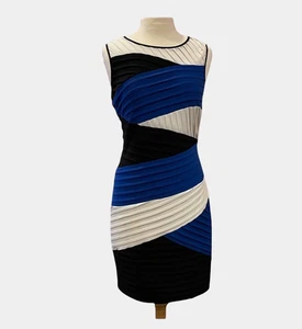 Calvin Klein Bodycon-Kleid Colorblock Bandage blau schwarz weiß Größe 10 - Bild 1 von 12