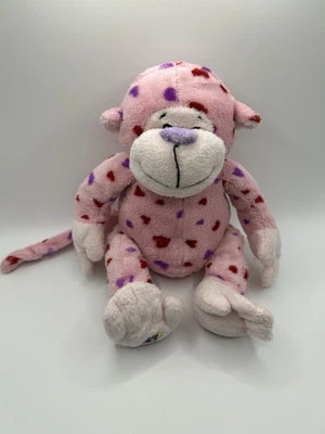 Ganz Webkinz Pink Plush Love Monkey Red Purple Hearts Stuffed No Code Valentines - Image 1 of 4