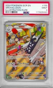 2024 POKEMON SCR EN ARCHALUDON #155 ILLUSTRATION RARE HOLO CARD PSA 9 MINT   NEW - Picture 1 of 2