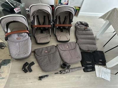 Silver Cross Wave Tandem Pram 2  Seats and 1  Bassinet With All The Accessories - Image 1 of 4