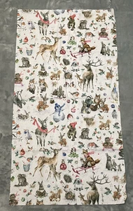 Christmas Forest Animals Fabric Deer Rabbits Fox Bear Birds Penguin 33 In x 34 - Picture 1 of 4