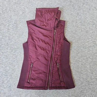 Chaleco Prana Diva Mujer S Púrpura Borgoña Cremallera Asimétrica Imitación Piel Sherpa Forrado Foto 1 de 4