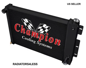 RADIADOR CHAMPION NEGRO 3 FILAS ALUMINIO 67 68 69 CAMARO FIREBIRD 23" NÚCLEO ANCHO - Imagen 1 de 3