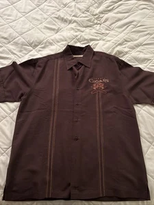 Havanera Men Classic Cigars Embroidered short sleeve Brown Size Large - Picture 1 of 6