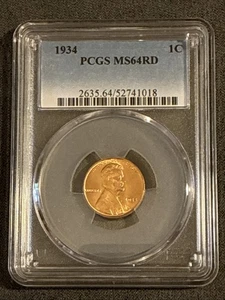 1934 Lincoln Wheat Cent PCGS MS64RD True View Very Sharp Beautiful Penny - Picture 1 of 6