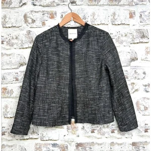 Avec Les Filles Blazer knopflos Strick Tweedoptik roher Saum Gr. Medium - Bild 1 von 7