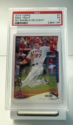 2014 Topps - Mike Trout - No Sparkle on Cleat #1 PSA 5 - Image 1 of 2