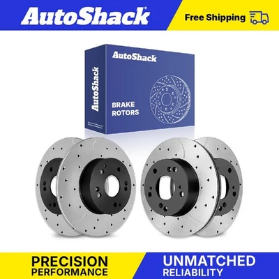 Front Rear Drilled Slotted Brake Rotors for 2002-2005 2006 Acura RSX 2.0L - Imagem 1 de 4